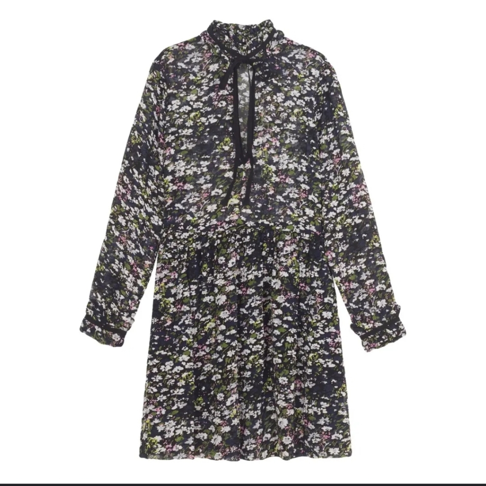 Ganni Georgette Mini Floral Dress, Size 4, Small, 36